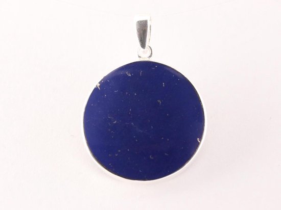 Ronde zilveren hanger met levensboom op lapis lazuli afbeelding 3