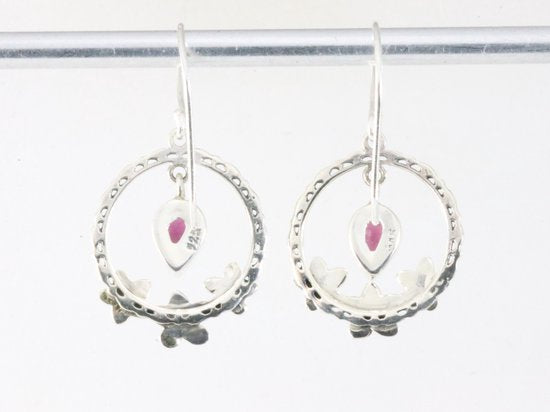 Ronde opengewerkte zilveren oorbellen met Australische opaal afbeelding 2