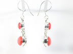Zilveren oorbellen met rode koraal steen afbeelding 2