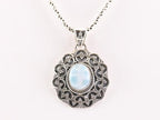 Bewerkte zilveren hanger met larimar aan ketting afbeelding 4