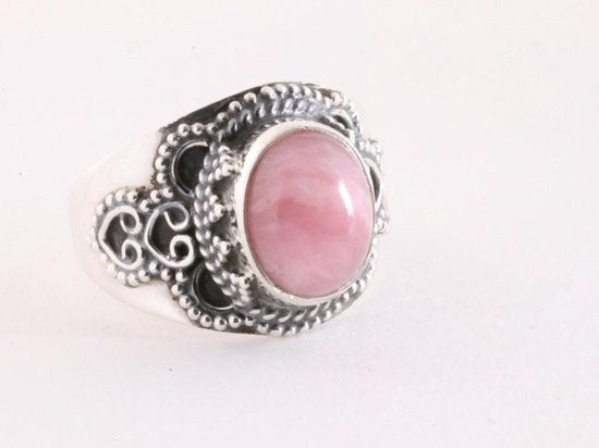Bewerkte zilveren ring met rhodochrosiet afbeelding 1