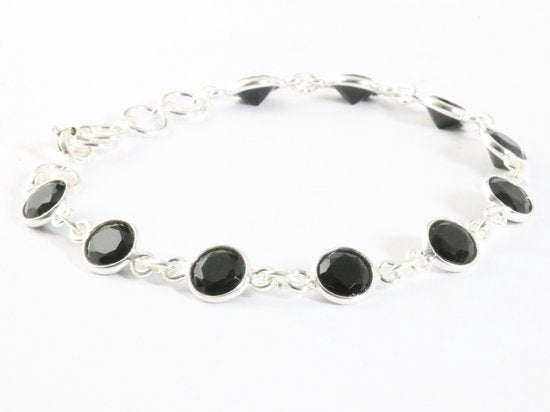 Fijne zilveren armband met gefacetteerde onyx afbeelding 2