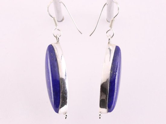 Lange zilveren oorbellen met lapis lazuli afbeelding 2
