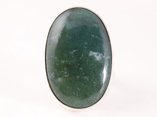 Grote zilveren ring met mosagaat afbeelding 4