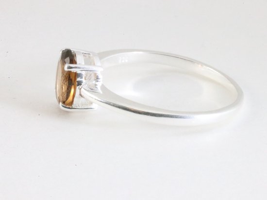 Fijne hoogglans zilveren ring met rookkwarts afbeelding 2