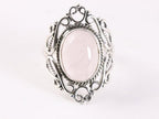 Opengewerkte zilveren ring met rozenkwarts afbeelding 4