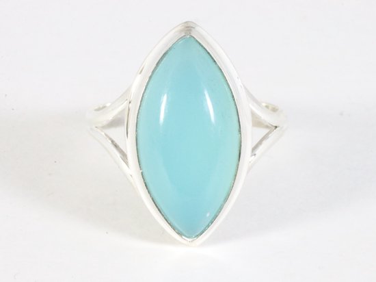 Hoogglans zilveren ring met blauwe chalcedoon afbeelding 4