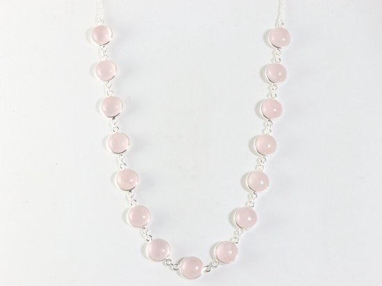 Zilveren collier met rozenkwarts afbeelding 3