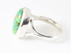 Ovale hoogglans zilveren ring met groene koperturkoois afbeelding 2