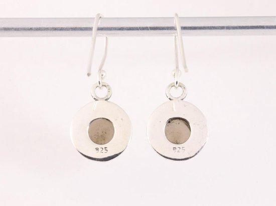 Fijne bewerkte ronde zilveren oorbellen met rookkwarts afbeelding 3