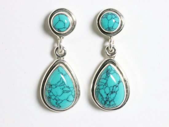 Zilveren oorstekers met turkoois afbeelding 1