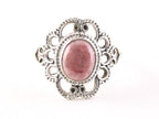 Opengewerkte zilveren ring met rhodoniet afbeelding 4