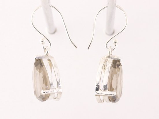 Zilveren oorbellen met rookkwarts afbeelding 2