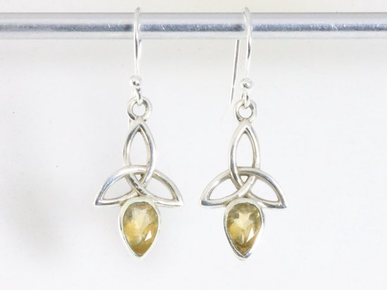 Opengewerkte zilveren oorbellen met citrien afbeelding 3