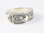 Traditionele bewerkte zilveren ring met 18k gouden decoratie afbeelding 1