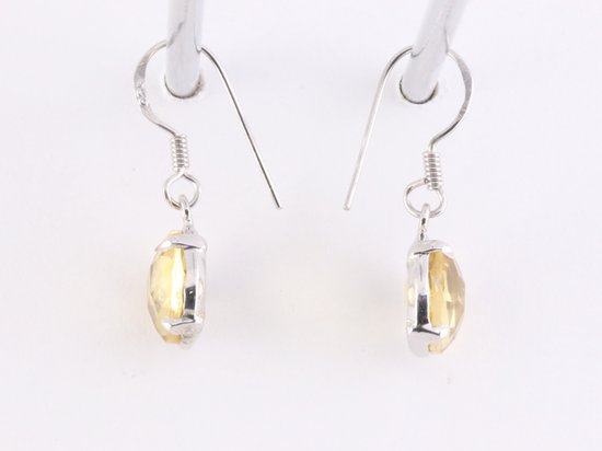 Fijne ronde zilveren oorbellen met citrien afbeelding 2