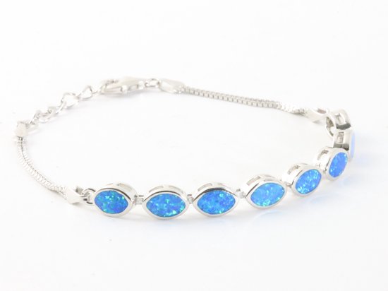 Hoogglans zilveren armband met Australische opaal afbeelding 2