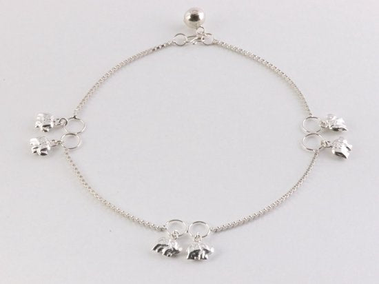 Fijne zilveren enkelband met olifantjes afbeelding 1