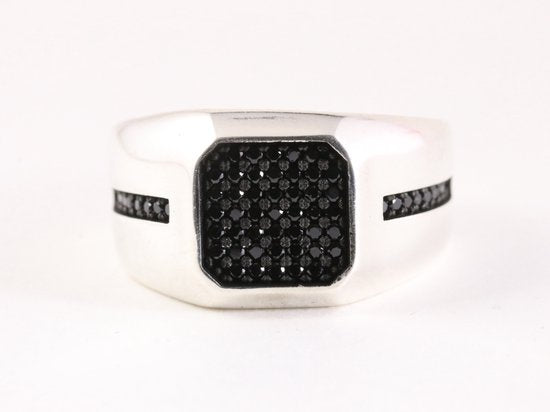 Zilveren herenring met zwarte spinel afbeelding 4