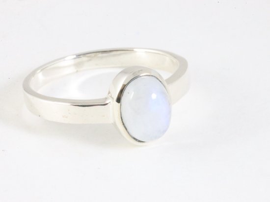 Hoogglans zilveren ring met regenboog maansteen afbeelding 1