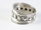 Brede zilveren ring met circels en kabelpatronen afbeelding 2