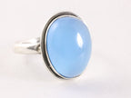 Ovale zilveren ring met blauwe chalcedoon afbeelding 1