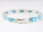 Hoogglans zilveren armband met blauwe turkoois afbeelding 2