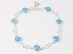Zilveren enkelband met blauwe chalcedoon afbeelding 1