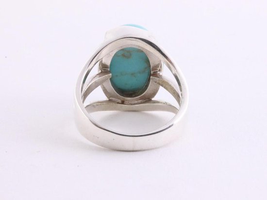 Opengewerkte zilveren ring met turkoois afbeelding 2