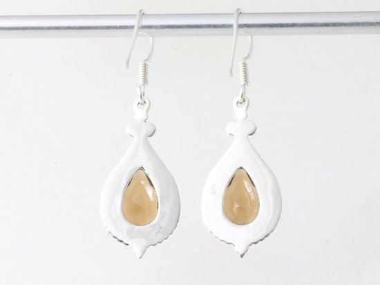 Bewerkte zilveren oorbellen met rookkwarts afbeelding 3