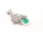 Fijne opengewerkte zilveren hanger met groene onyx afbeelding 2