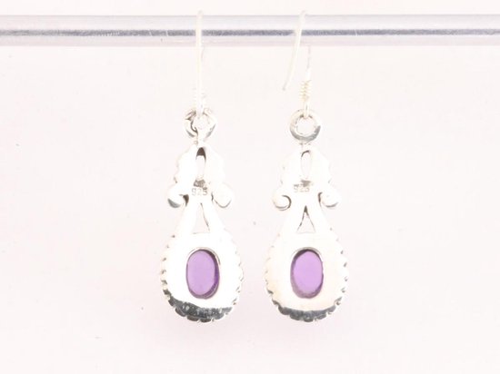 Bewerkte zilveren oorbellen met amethist afbeelding 3