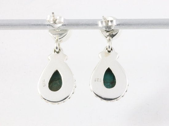 Bewerkte zilveren oorstekers met turkoois afbeelding 3