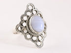 Opengewerkte zilveren ring met blauwe lace agaat afbeelding 1