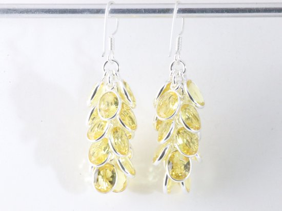 Trosvormige zilveren oorbellen met citrien afbeelding 3