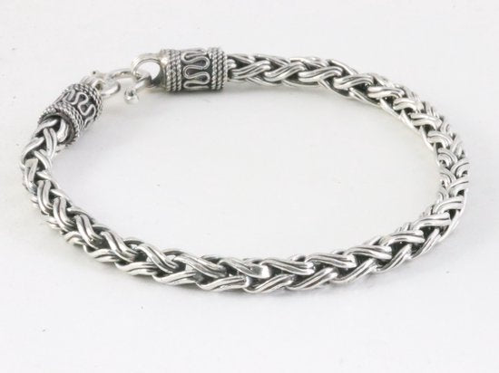 Zware gevlochten zilveren armband afbeelding 2