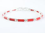 Zilveren armband met rode koraal steen afbeelding 1