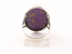 Grote ovale zilveren ring met paarse koperturkoois afbeelding 3