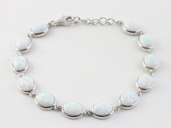Hoogglans zilveren armband met welo opaal afbeelding 1