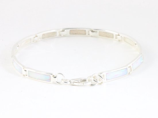 Fijne hoogglans zilveren armband met welo opaal afbeelding 3