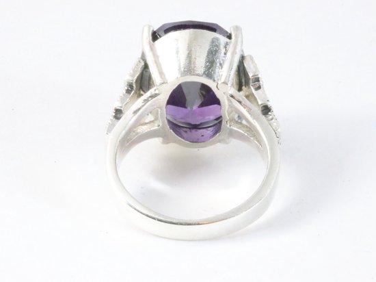 Zware zilveren ring met amethist en marcasiet afbeelding 3