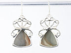 Opengewerkte zilveren oorbellen met bruine imperial jaspis afbeelding 3