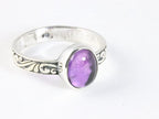 Fijne bewerkte zilveren ring met amethist afbeelding 1