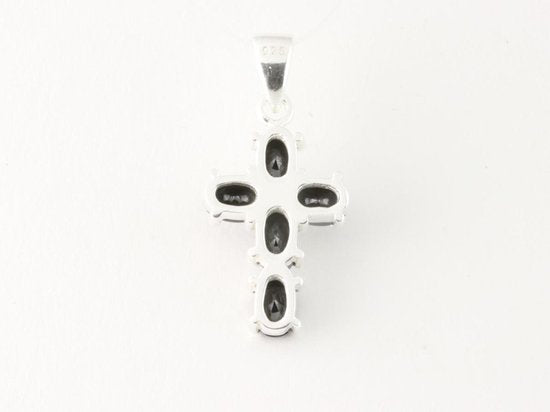 Fijne zilveren kruishanger met onyx afbeelding 3