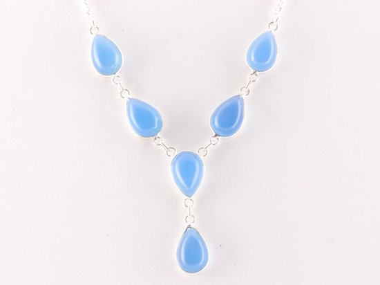 Zilveren ketting met blauwe chalcedoon afbeelding 5