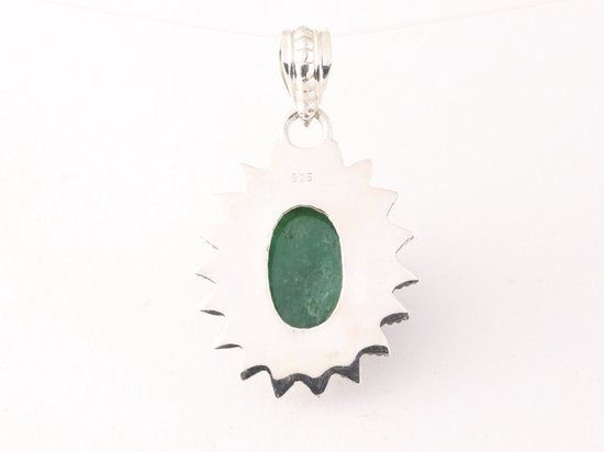 Bewerkte zilveren hanger met groene chrysocolla afbeelding 3