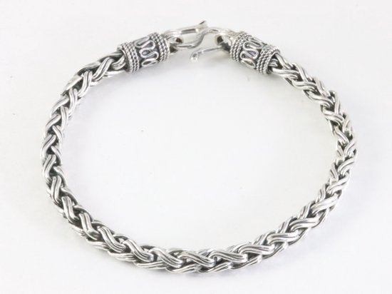 Zware gevlochten zilveren armband afbeelding 1