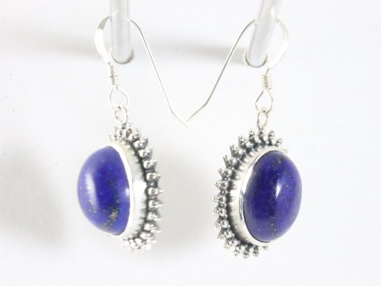 Bewerkte zilveren oorbellen met lapis lazuli afbeelding 2