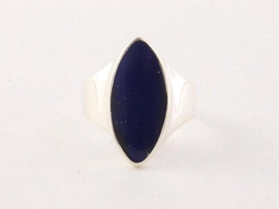 Hoogglans zilveren ring met lapis lazuli afbeelding 4
