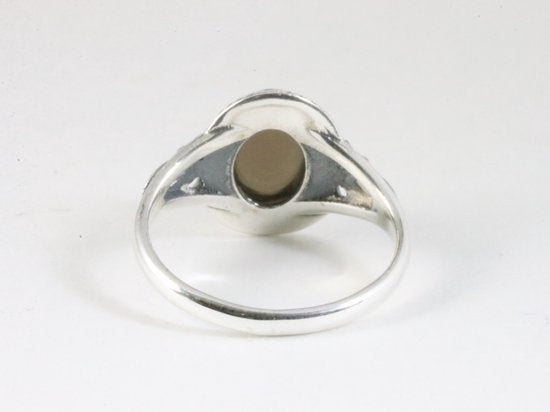 Fijne bewerkte zilveren ring met rookkwarts afbeelding 3